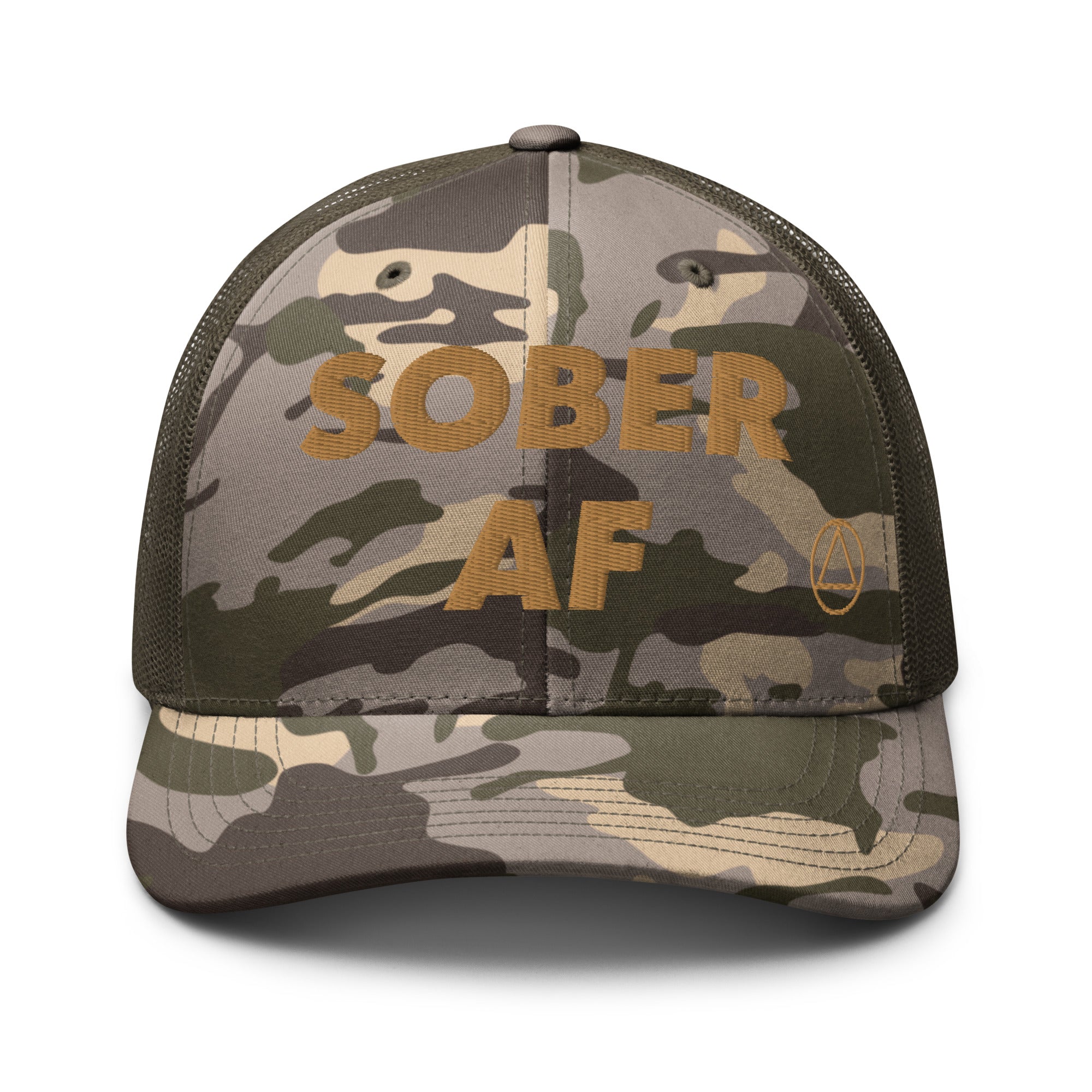Sober AF Funny AA NA Logo 12-step Recovery Camouflage mesh snapback gift hat