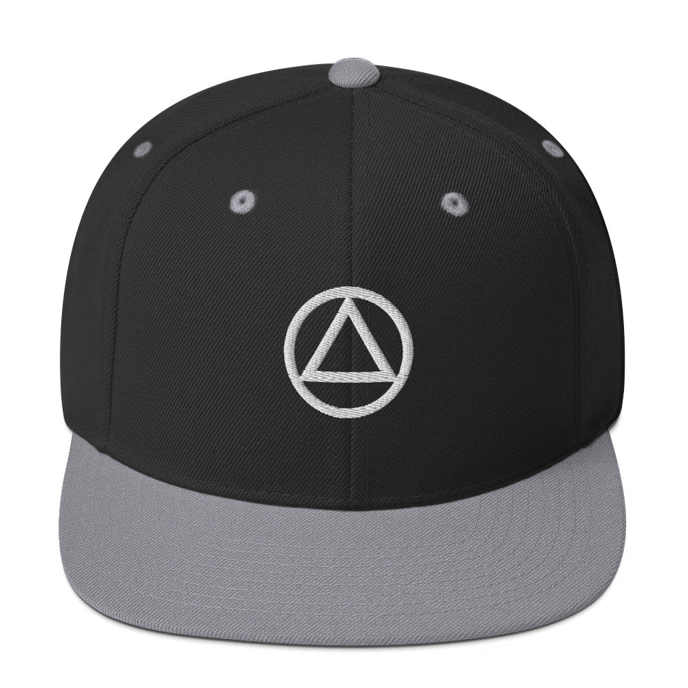 AA NA Circle Triangle Logo White Sobriety AA NA clean sober recovery gift Modern Snapback Hat