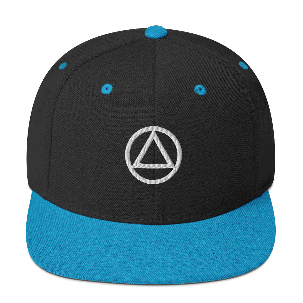 AA NA Circle Triangle Logo White Sobriety AA NA clean sober recovery gift Modern Snapback Hat