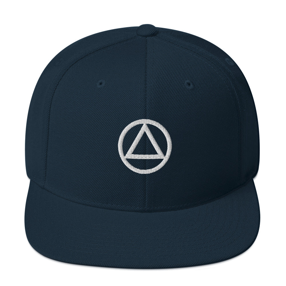 AA NA Circle Triangle Logo White Sobriety AA NA clean sober recovery gift Modern Snapback Hat