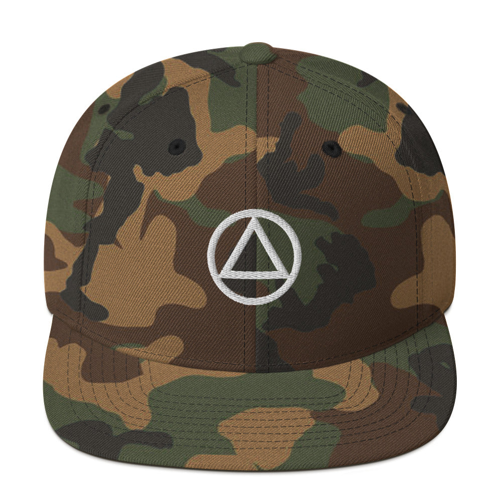 AA NA Circle Triangle Logo White Sobriety AA NA clean sober recovery gift Modern Snapback Hat