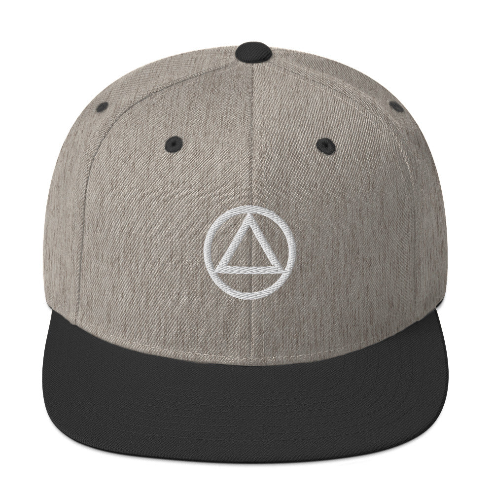 AA NA Circle Triangle Logo White Sobriety AA NA clean sober recovery gift Modern Snapback Hat