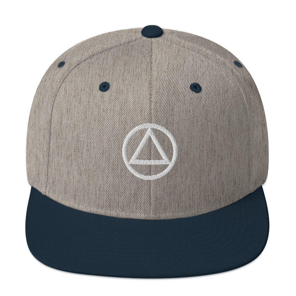 AA NA Circle Triangle Logo White Sobriety AA NA clean sober recovery gift Modern Snapback Hat