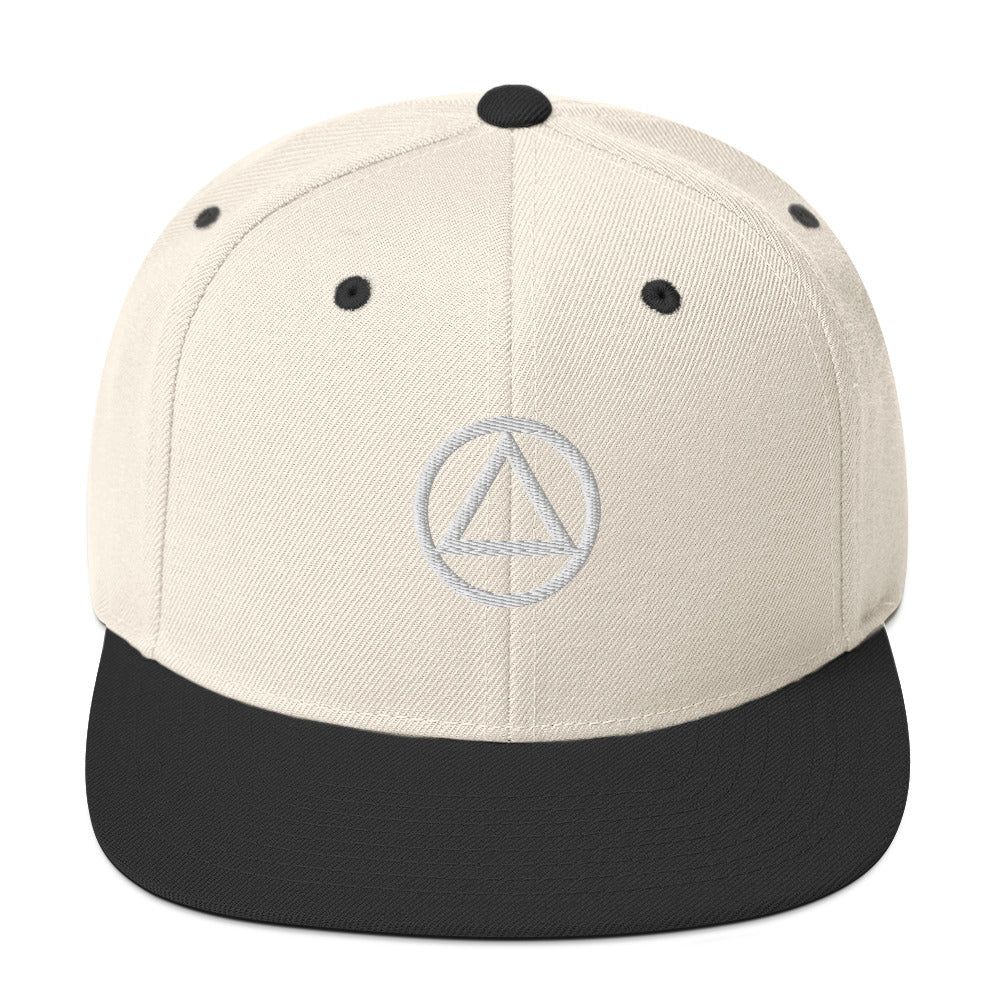 AA NA Circle Triangle Logo White Sobriety AA NA clean sober recovery gift Modern Snapback Hat