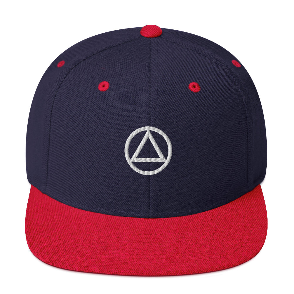 AA NA Circle Triangle Logo White Clean Sober 12-step Recovery Support Gift Modern Snapback Hat