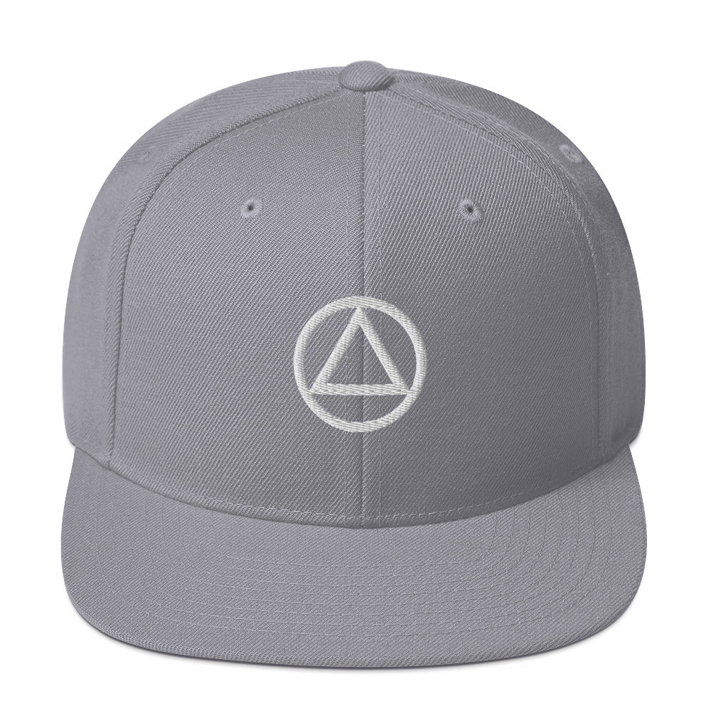 AA NA Circle Triangle Logo White Sobriety AA NA clean sober recovery gift Modern Snapback Hat