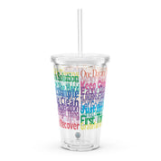 75 Inspirational AA NA Rehab Recovery 12-Step Clean Sober Color Sayings Slogans Clear plastic tumbler