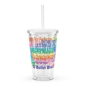 75 Inspirational AA NA Rehab Recovery 12-Step Clean Sober Color Sayings Slogans Clear plastic tumbler