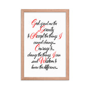 Serenity Prayer Script AA NA Alcoholic Addict Recovery Sayings Slogans 12-Step Meeting Décor Inspirational Wall Poster