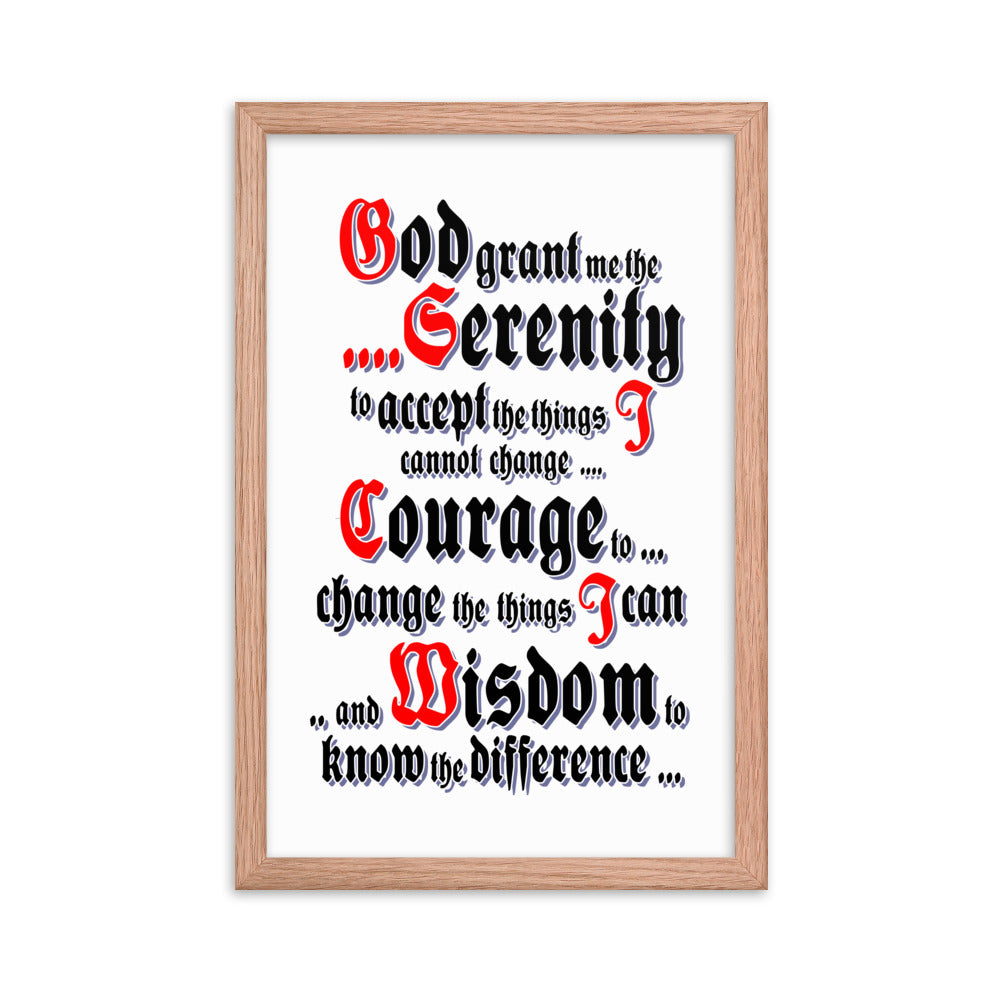 Serenity Prayer AA NA Alcoholic Addict Recovery Sayings Slogans 12-Step Meeting Decoration Inspirational Wall Poster