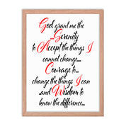 Serenity Prayer Script AA NA Alcoholic Addict Recovery Sayings Slogans 12-Step Meeting Décor Inspirational Wall Poster