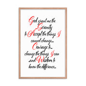 Serenity Prayer Script AA NA Alcoholic Addict Recovery Sayings Slogans 12-Step Meeting Décor Inspirational Wall Poster