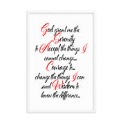 Serenity Prayer Script AA NA Alcoholic Addict Recovery Sayings Slogans 12-Step Meeting Décor Inspirational Wall Poster