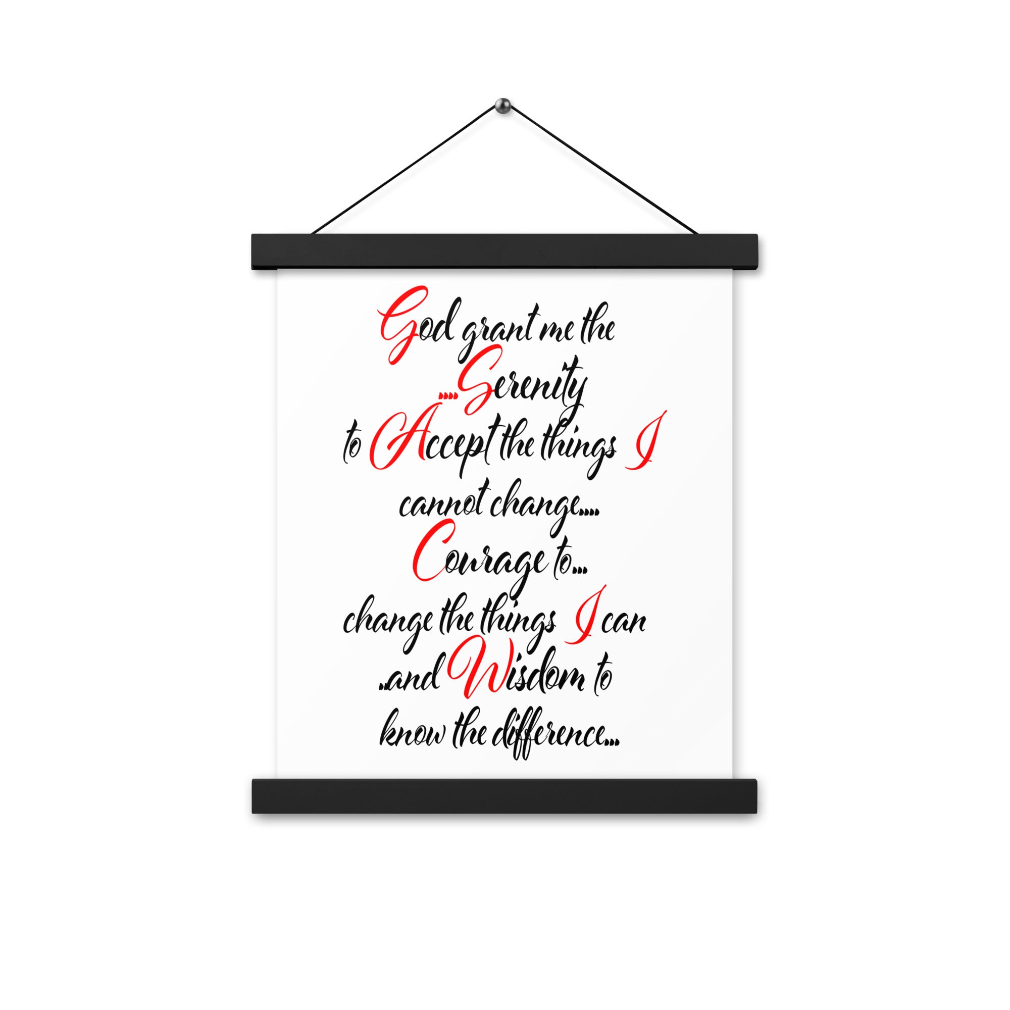 Serenity Prayer in Script AA NA 12-step Recovery Meeting Room Wall Poster with hangers