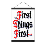 First Things First AA NA 12-step Recovery Meeting Room Wall Poster with hangers