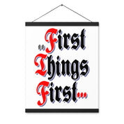 First Things First AA NA 12-step Recovery Meeting Room Wall Poster with hangers