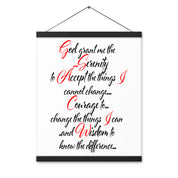 Serenity Prayer in Script AA NA 12-step Recovery Meeting Room Wall Poster with hangers