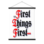 First Things First AA NA 12-step Recovery Meeting Room Wall Poster with hangers