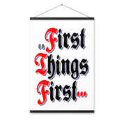 First Things First AA NA 12-step Recovery Meeting Room Wall Poster with hangers