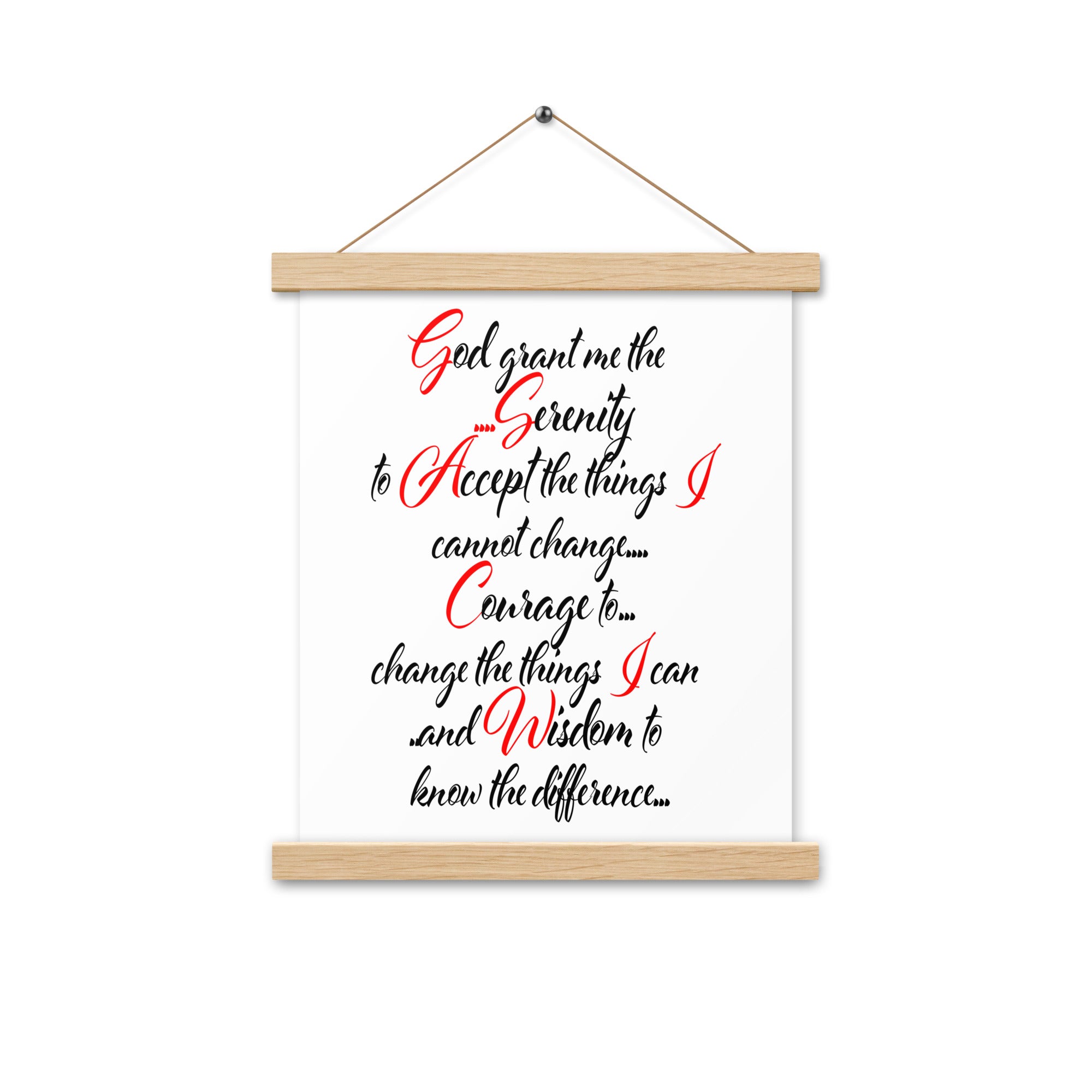 Serenity Prayer in Script AA NA 12-step Recovery Meeting Room Wall Poster with hangers