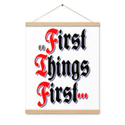 First Things First AA NA 12-step Recovery Meeting Room Wall Poster with hangers