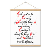 Serenity Prayer in Script AA NA 12-step Recovery Meeting Room Wall Poster with hangers