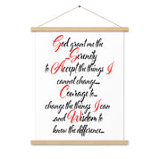 Serenity Prayer in Script AA NA 12-step Recovery Meeting Room Wall Poster with hangers