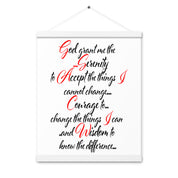 Serenity Prayer in Script AA NA 12-step Recovery Meeting Room Wall Poster with hangers