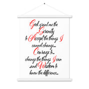 Serenity Prayer in Script AA NA 12-step Recovery Meeting Room Wall Poster with hangers