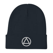 AA NA Circle Triangle Embroidered Beanie White Logo 12-step Recovery Gift