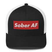 Sober AF Luxury High Fashion Fun Humor Motivational Inspired AA NA 12-step Sobriety Recovery Gift Mesh Retro Cap