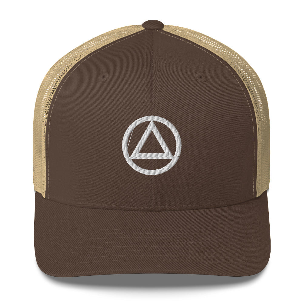 AA NA Logo White Triangle Circle Clean Sober 12-step Recovery Gift Mesh Snapback cap