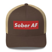 Sober AF Luxury High Fashion Fun Humor Motivational Inspired AA NA 12-step Sobriety Recovery Gift Mesh Retro Cap