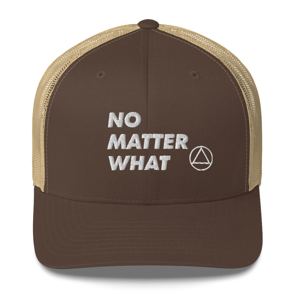 No Matter What Club AA NA 12-step Recovery Slogans Sayings Motivational Inspiration Support gifts White Logo Mesh Snapback retro hat