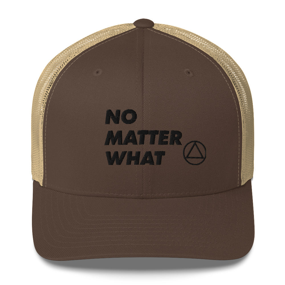 No Matter What Club AA NA 12-step Recovery Slogans Sayings Motivational Inspiration Support gifts Black Logo Mesh Snapback retro hat