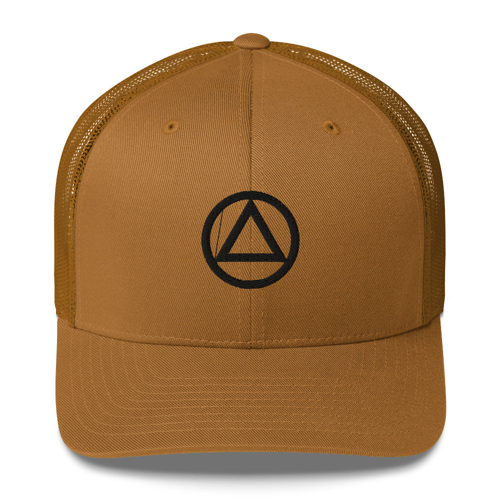 AA NA Logo Black Triangle Circle Clean Sober 12-step Recovery Gift Mesh Snapback cap