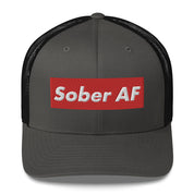 Sober AF Luxury High Fashion Fun Humor Motivational Inspired AA NA 12-step Sobriety Recovery Gift Mesh Retro Cap