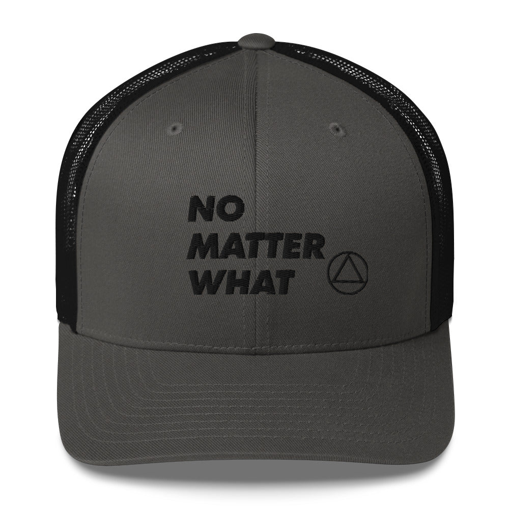 No Matter What Club AA NA 12-step Recovery Slogans Sayings Motivational Inspiration Support gifts Black Logo Mesh Snapback retro hat
