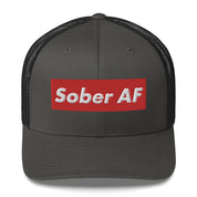 Sober AF Luxury High Fashion Fun Humor Motivational Inspired AA NA 12-step Sobriety Recovery Gift Mesh Retro Cap