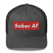 Sober AF Luxury High Fashion Fun Humor Motivational Inspired AA NA 12-step Sobriety Recovery Gift Mesh Retro Cap