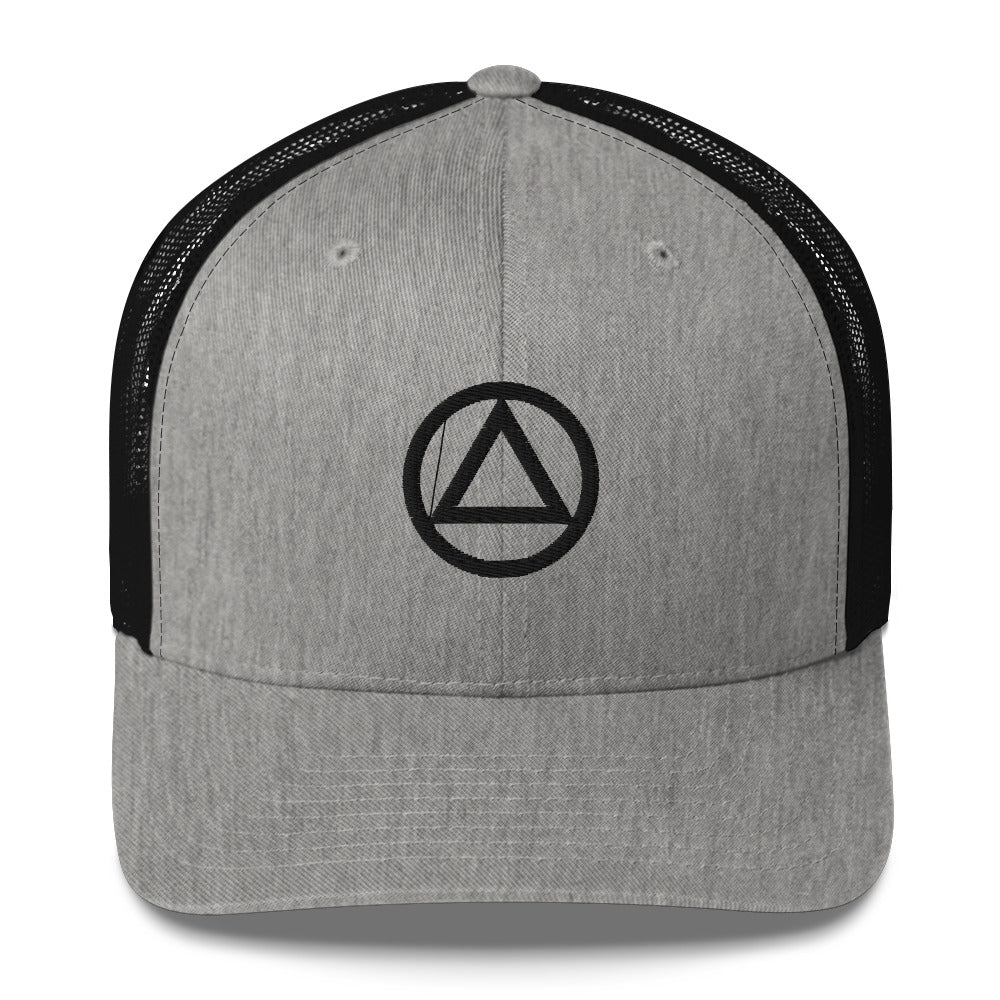 AA NA Logo Black Triangle Circle Clean Sober 12-step Recovery Gift Mesh Snapback cap