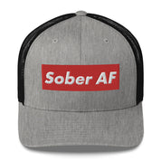 Sober AF Luxury High Fashion Fun Humor Motivational Inspired AA NA 12-step Sobriety Recovery Gift Mesh Retro Cap