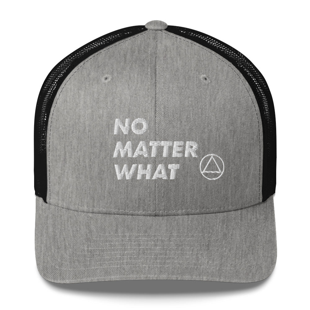 No Matter What Club AA NA 12-step Recovery Slogans Sayings Motivational Inspiration Support gifts White Logo Mesh Snapback retro hat