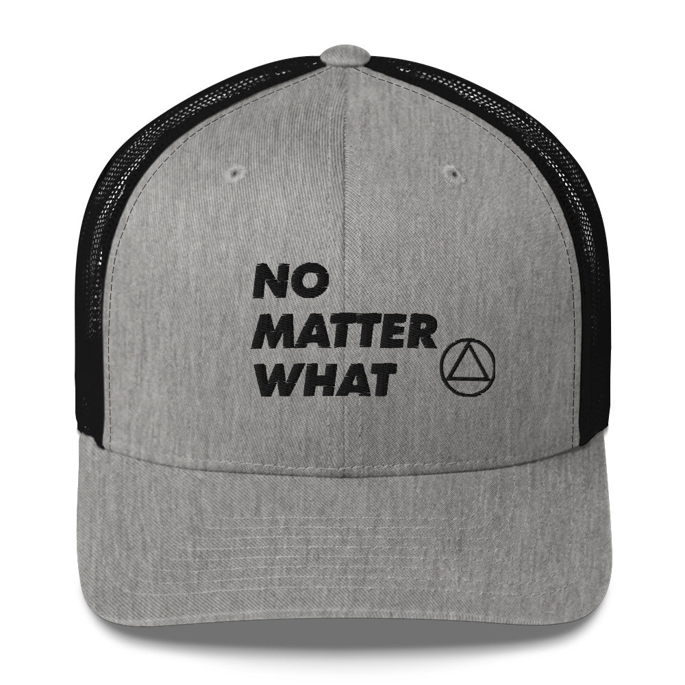 No Matter What Club AA NA 12-step Recovery Slogans Sayings Motivational Inspiration Support gifts Black Logo Mesh Snapback retro hat