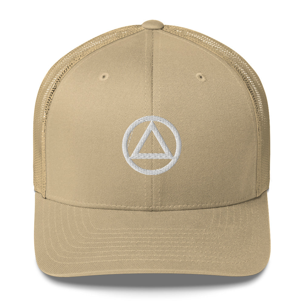 AA NA Logo White Triangle Circle Clean Sober 12-step Recovery Gift Mesh Snapback cap