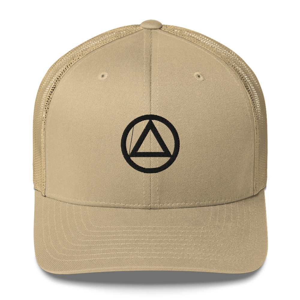 AA NA Logo Black Triangle Circle Clean Sober 12-step Recovery Gift Mesh Snapback cap