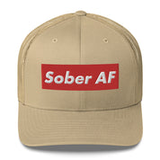Sober AF Luxury High Fashion Fun Humor Motivational Inspired AA NA 12-step Sobriety Recovery Gift Mesh Retro Cap