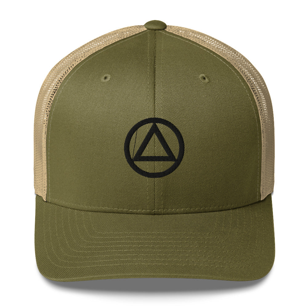 AA NA Logo Black Triangle Circle Clean Sober 12-step Recovery Gift Mesh Snapback cap