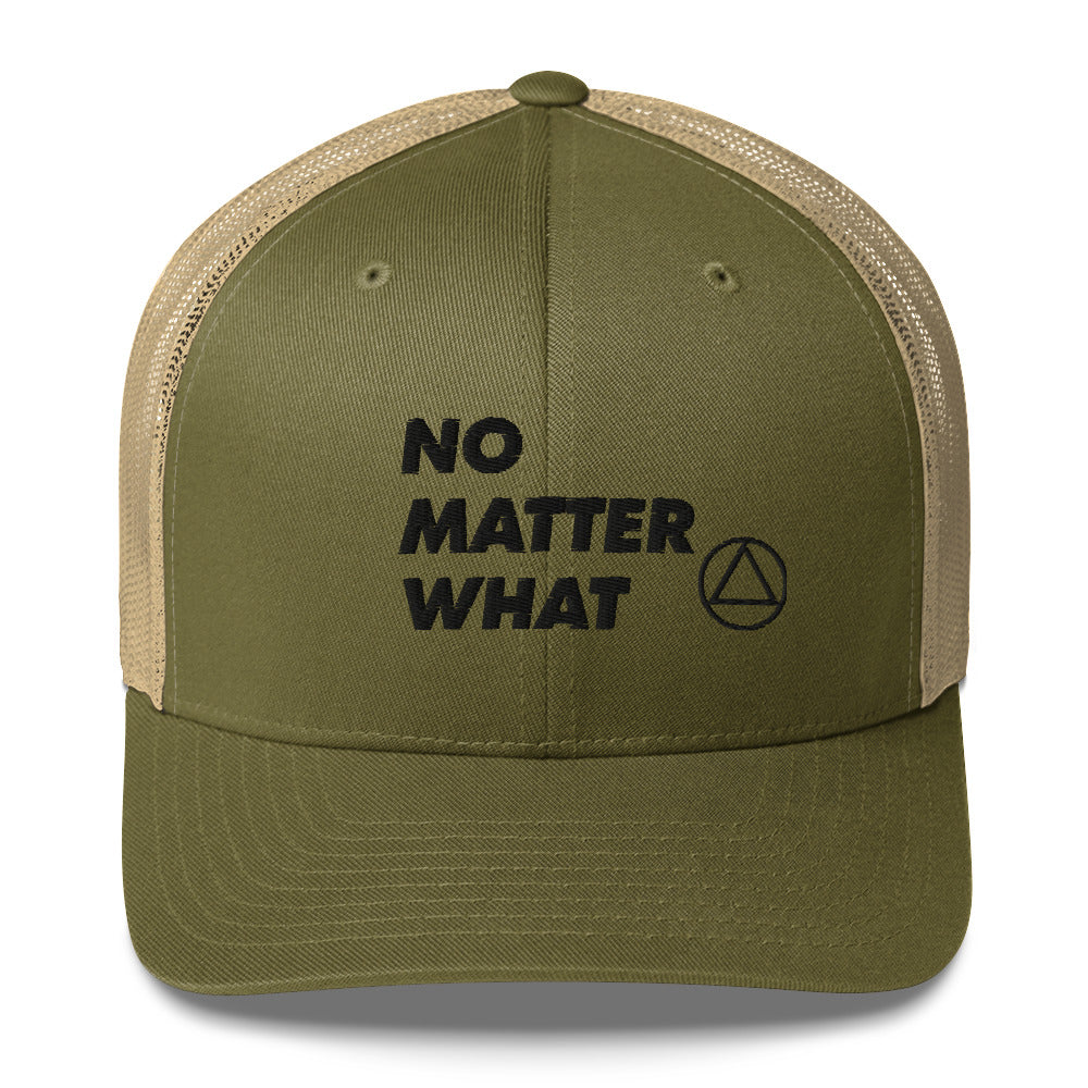 No Matter What Club AA NA 12-step Recovery Slogans Sayings Motivational Inspiration Support gifts Black Logo Mesh Snapback retro hat