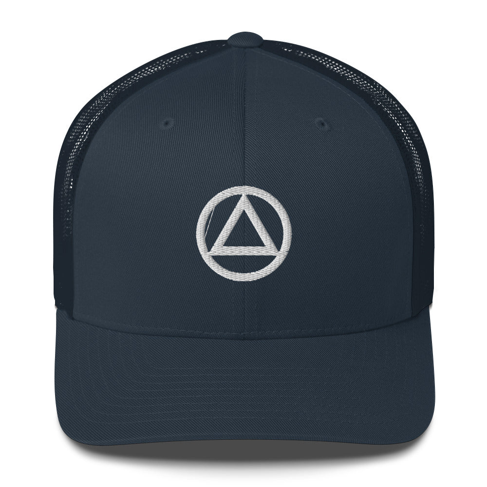 AA NA Logo White Triangle Circle Clean Sober 12-step Recovery Gift Mesh Snapback cap